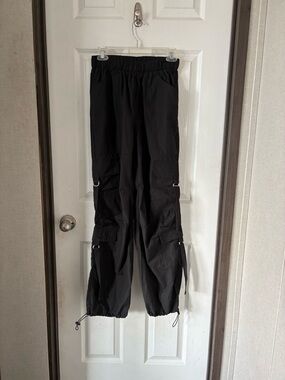 refuge Black Cargo Pants with D-Ring and Drawcord Details
